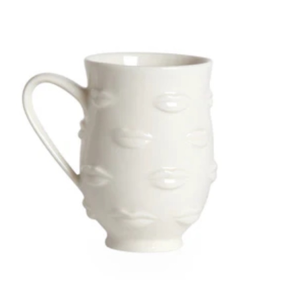 Two Jonathan Adler Gala Lips Mugs Glazed Cups White NWOT - Picture 5 of 7